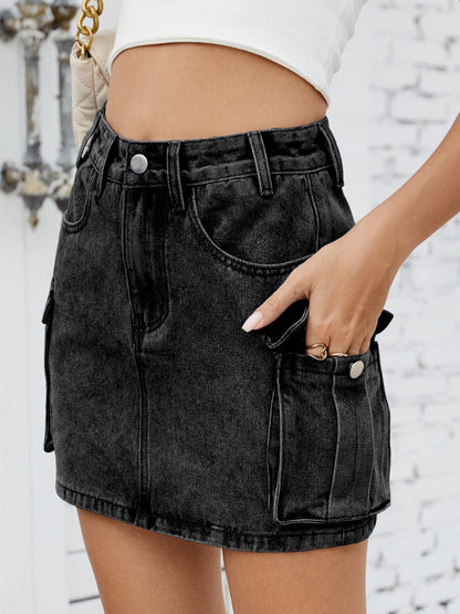 Cargo Denim Skirt Medium / S Medium / M Medium / L Medium / S-Medium / M-Medium / L-Medium / XL-Medium / 2XL-Dark / S-Dark / M-Dark / L-Dark / XL-Dark / 2XL-Black / S-Black / M-Black / L-Black / XL-Black / 2XL-