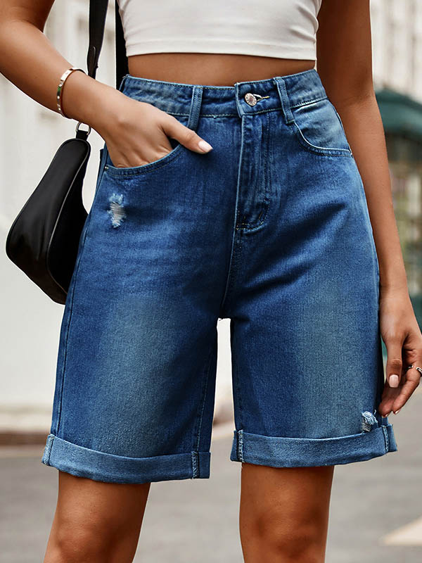 Chic High-Waisted Loose Jean Shorts with Buttoned Pockets GRAY / S GRAY / M GRAY / L GRAY / S-GRAY / M-GRAY / L-GRAY / XL-GRAY / 2XL-DEEP BLUE / S-DEEP BLUE / M-DEEP BLUE / L-DEEP BLUE / XL-DEEP BLUE / 2XL-LIGHT BLUE / S-LIGHT BLUE / M-LIGHT BLUE / L-LIGHT BLUE / XL-LIGHT BLUE / 2XL-