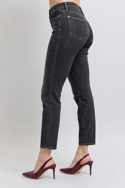 Judy Blue Full Size Midi Rise Tummy Control Slim Jeans Plus Size BK / 24W BK / 0(24) BK / 1(25) BK / 24W-BK / 0(24)-BK / 1(25)-BK / 3(26)-BK / 5(27)-BK / 7(28)-BK / 9(29)-BK / 11(30)-BK / 13(31)-BK / 15(32)-BK / 14W-BK / 16W-BK / 18W-BK / 20W-BK / 22W-