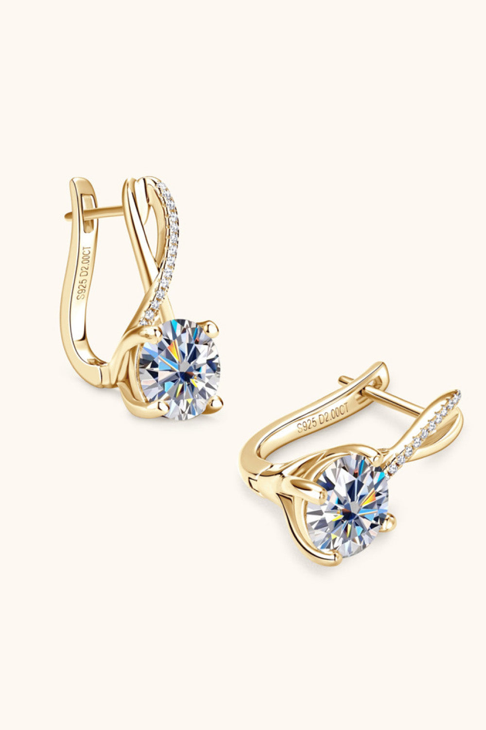 4 Carat Moissanite 925 Sterling Silver Earrings Gold / One Size Silver / One Size Gold / One Size-Silver / One Size-