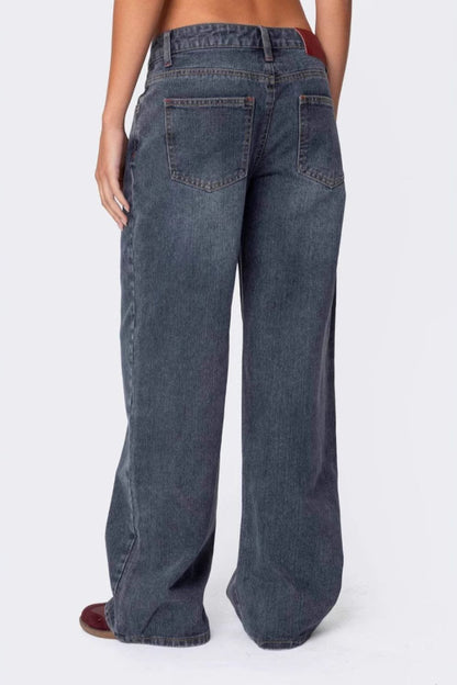 Wide Leg Jeans with Pockets Dusty Blue / L Dusty Blue / XL Dusty Blue / M Dusty Blue / L-Dusty Blue / XL-Dusty Blue / M-Dusty Blue / S-