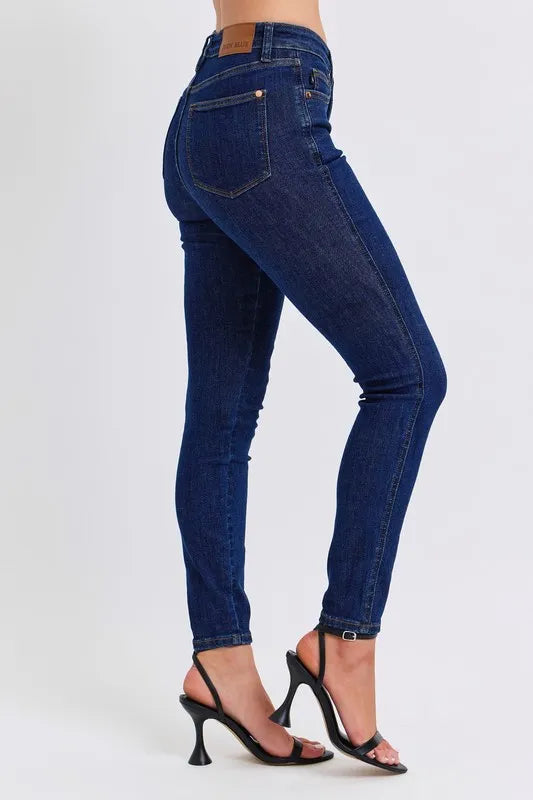 Judy Blue Full Size Midi Rise Tummy Control Classic Skinny Jeans Plus Size DK / 1(25) DK / 24W DK / 3(26) DK / 1(25)-DK / 24W-DK / 3(26)-DK / 5(27)-DK / 7(28)-DK / 9(29)-DK / 11(30)-DK / 13(31)-DK / 15(32)-DK / 14W-DK / 16W-DK / 18W-DK / 20W-DK / 22W-DK / 0(24)-