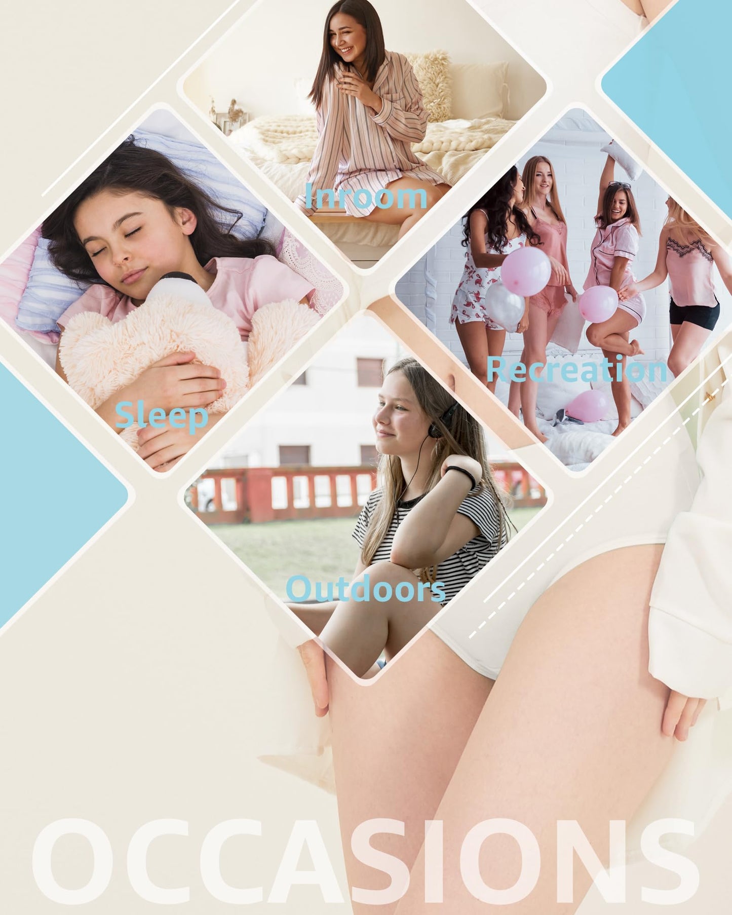 POPKOK Teen Girls Cotton Underwear Mid Waist Brief Panties 6 pack