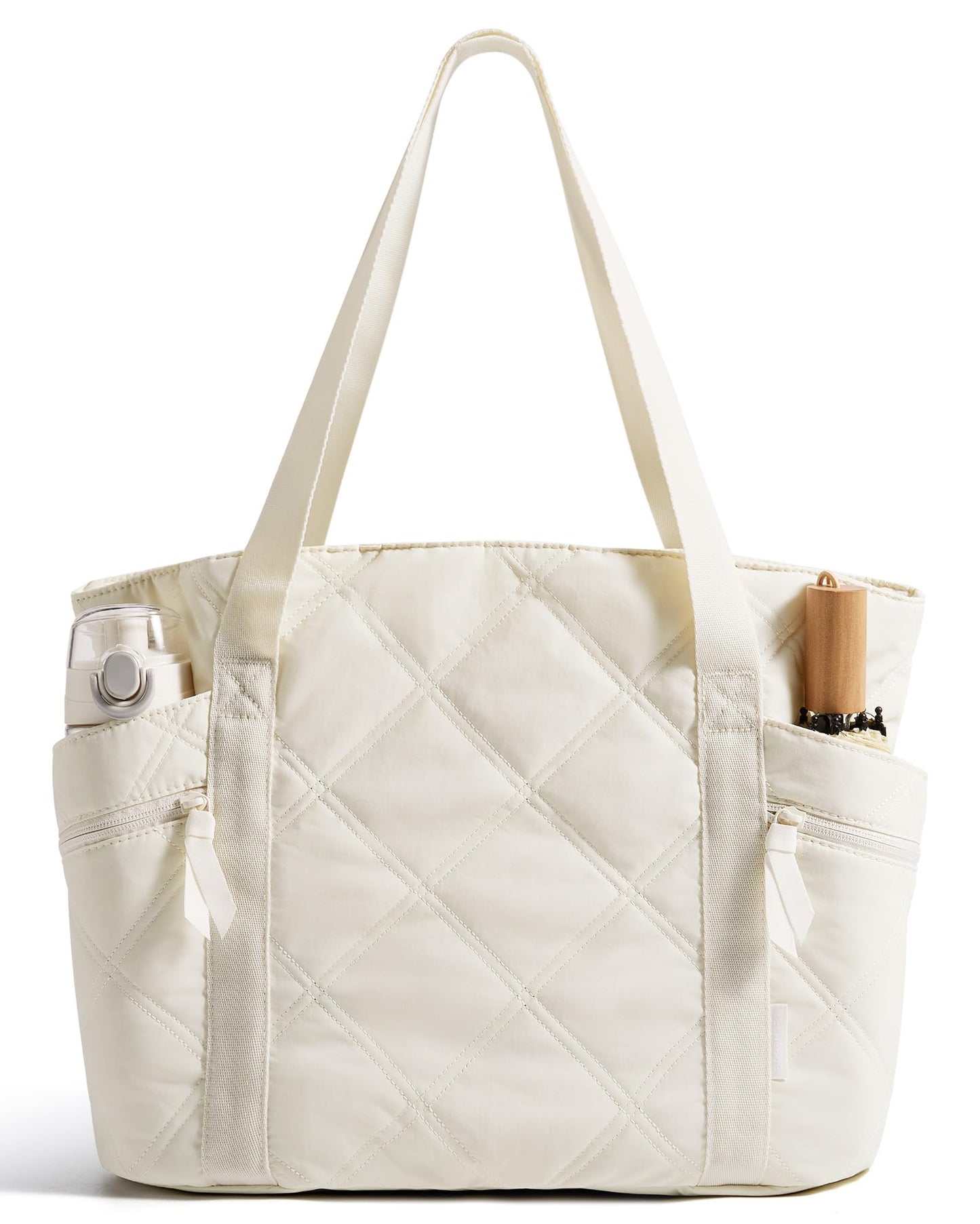 BAGSMART Crush Tote Bag for Women, 20L Puffer Work Tote with Zipper, Travel Essentials Quilted Nurse Hospital Bag