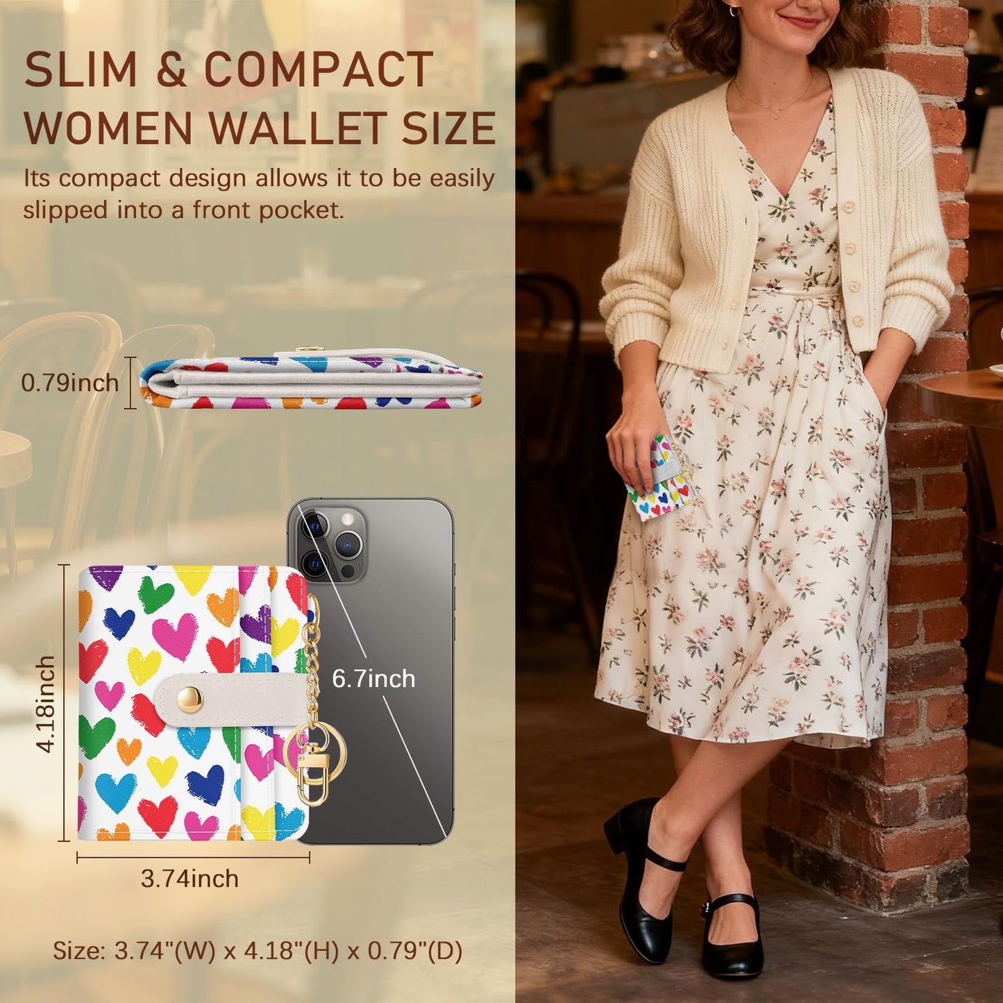 Black Cat Floral Rfid Women Wallet, Small Slim Thin Credit Card Wallet, PU Leather Bifold Cash Zipper Coin Pocket ID Window for Female Ladies Teen Girls Girly