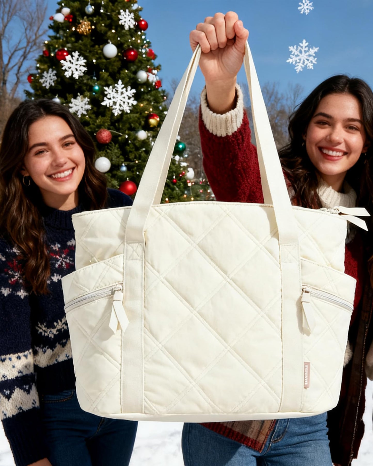 BAGSMART Crush Tote Bag for Women, 20L Puffer Work Tote with Zipper, Travel Essentials Quilted Nurse Hospital Bag