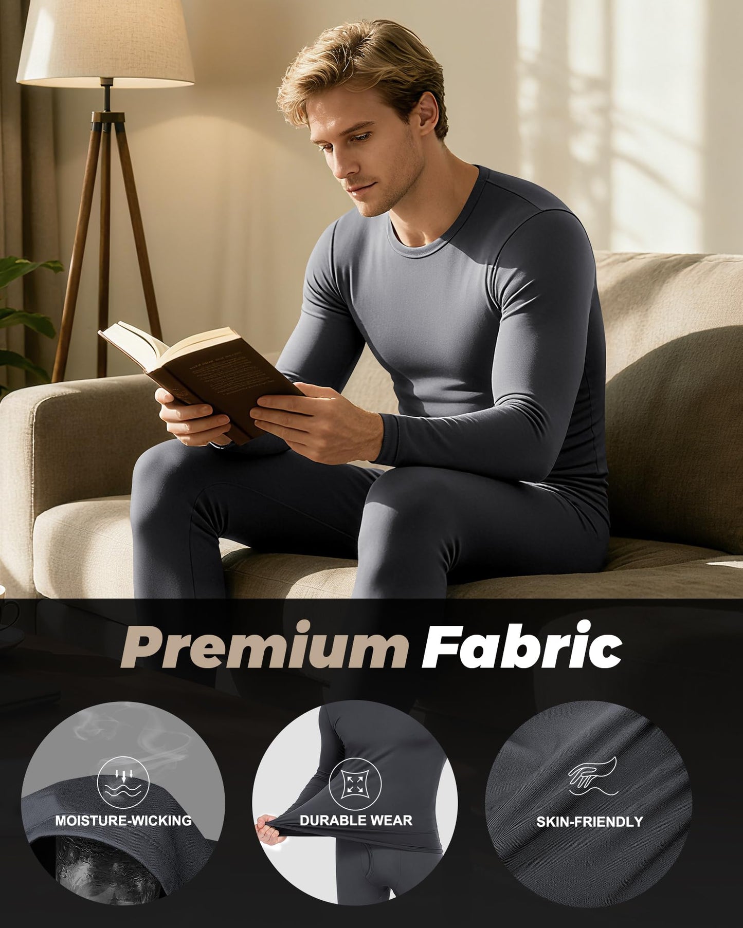 WEERTI Thermal Underwear for Men Long Johns with Fleece Lined Base Layer Men Cold Weather Top Bottom