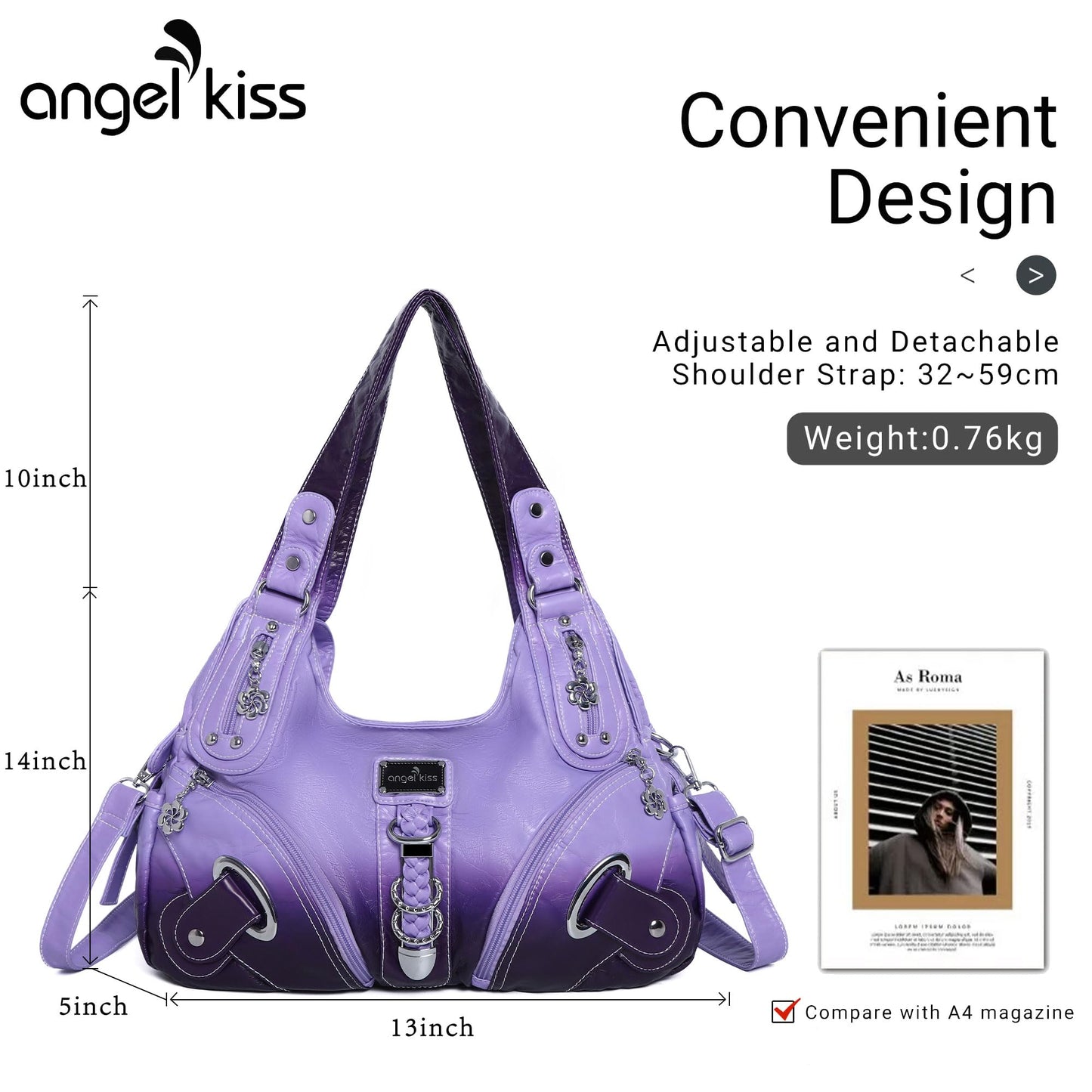 Angelkiss Hobo Purses and handbags for Women Satchel Handbag Women Purses Large Daily Shoulder Bags