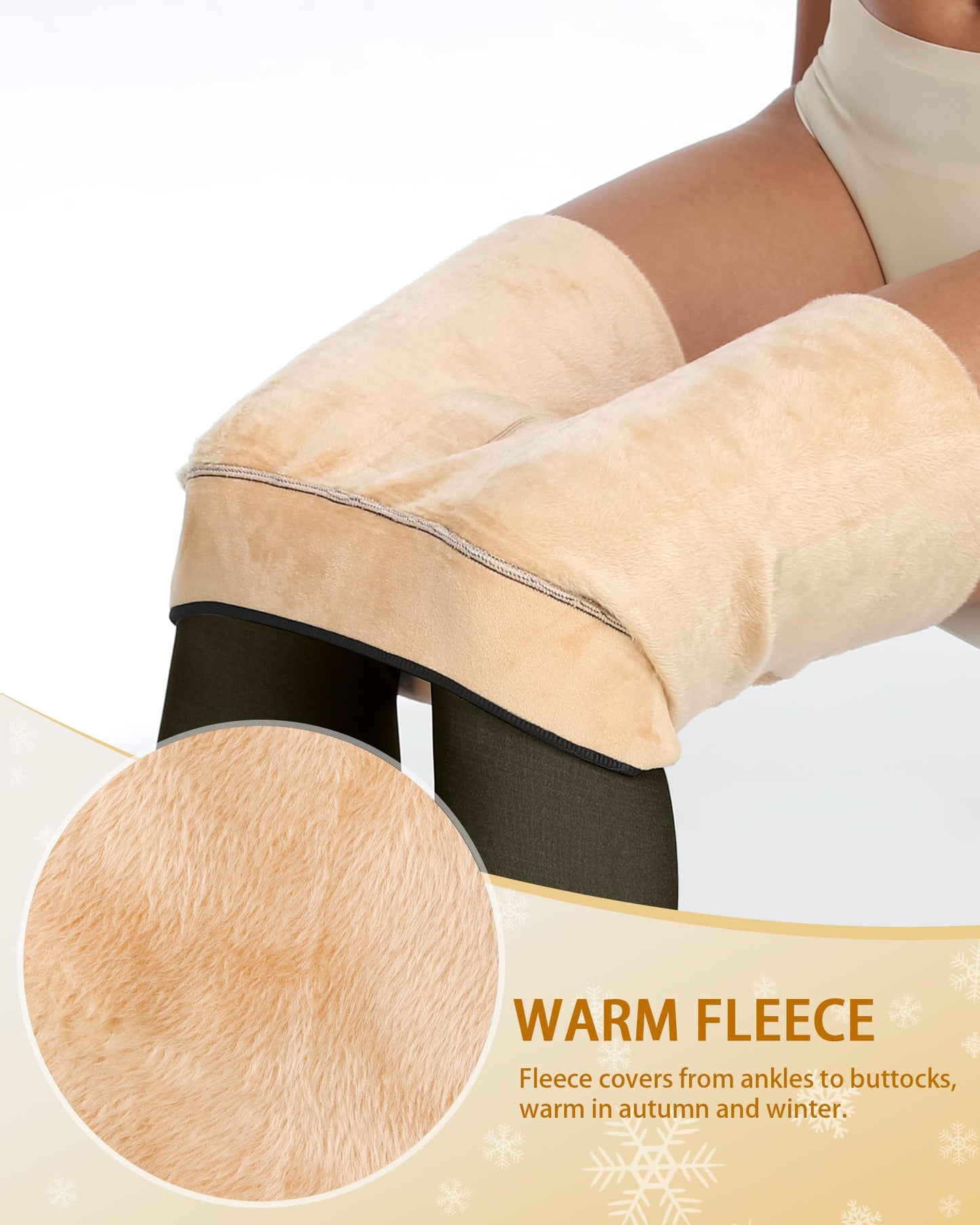 CHRLEISURE Women's Fleece Lined Tights - Fake Sheer Warm Pantyhose Thick Winter Leggings