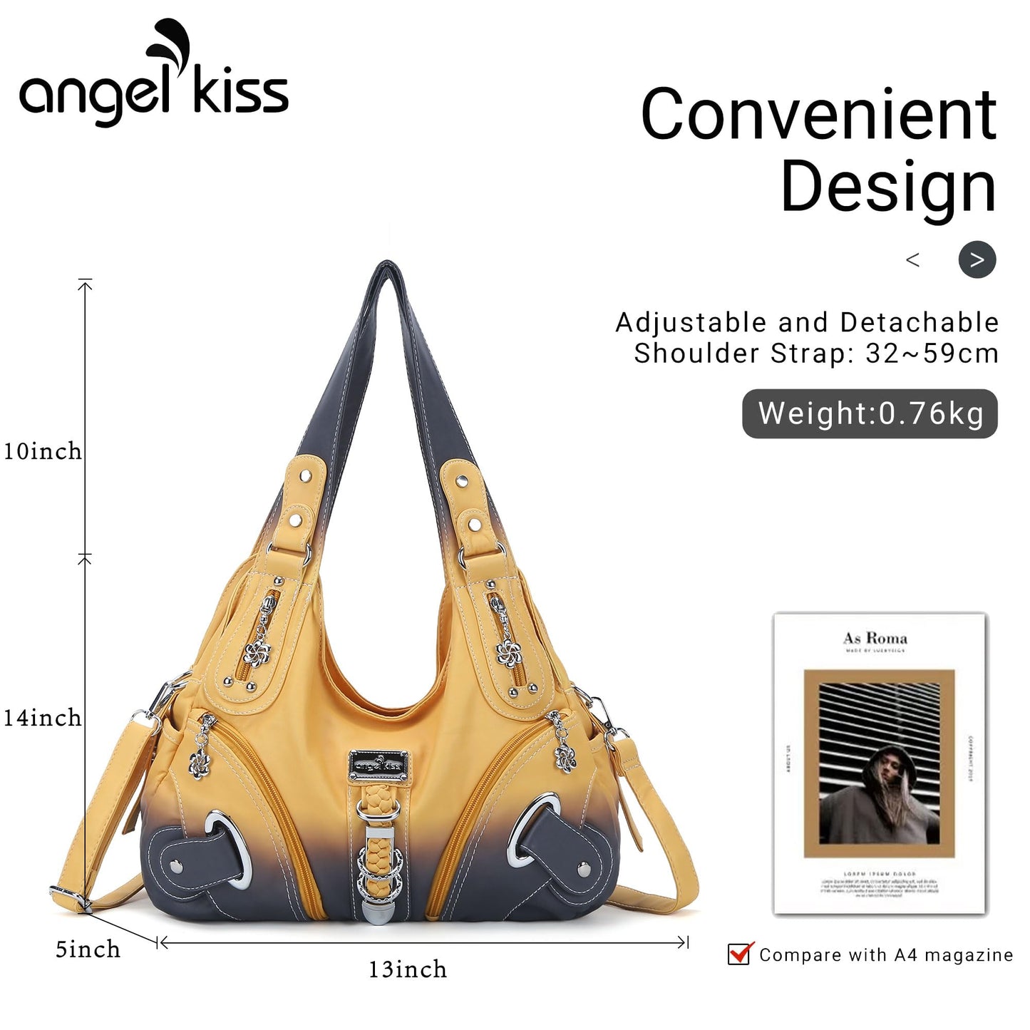 Angelkiss Hobo Purses and handbags for Women Satchel Handbag Women Purses Large Daily Shoulder Bags