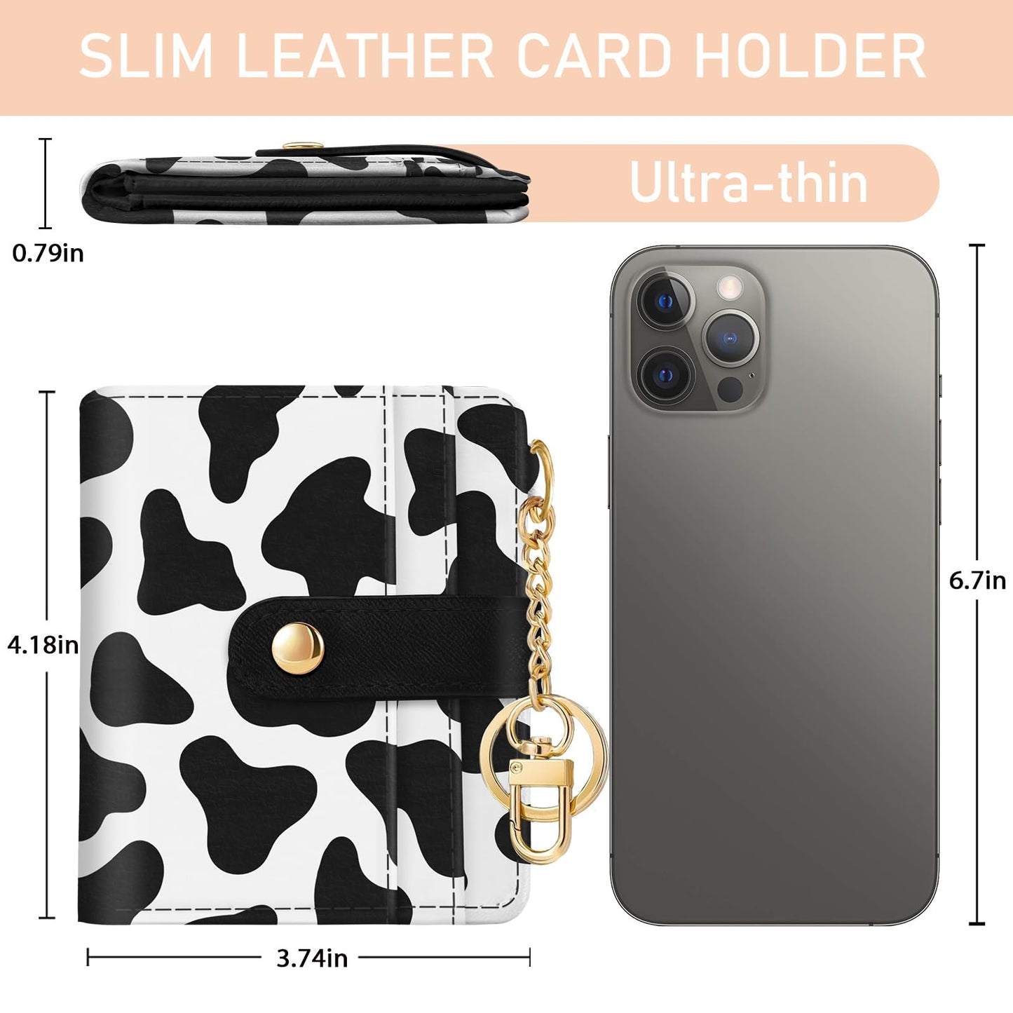 Black Cat Floral Rfid Women Wallet, Small Slim Thin Credit Card Wallet, PU Leather Bifold Cash Zipper Coin Pocket ID Window for Female Ladies Teen Girls Girly