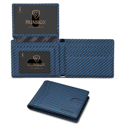 RUNBOX Wallet for Men Slim Rfid Leather 2 ID Window With Gift Box