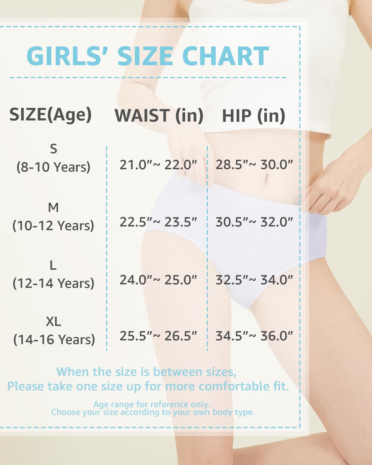 POPKOK Teen Girls Cotton Underwear Mid Waist Brief Panties 6 pack