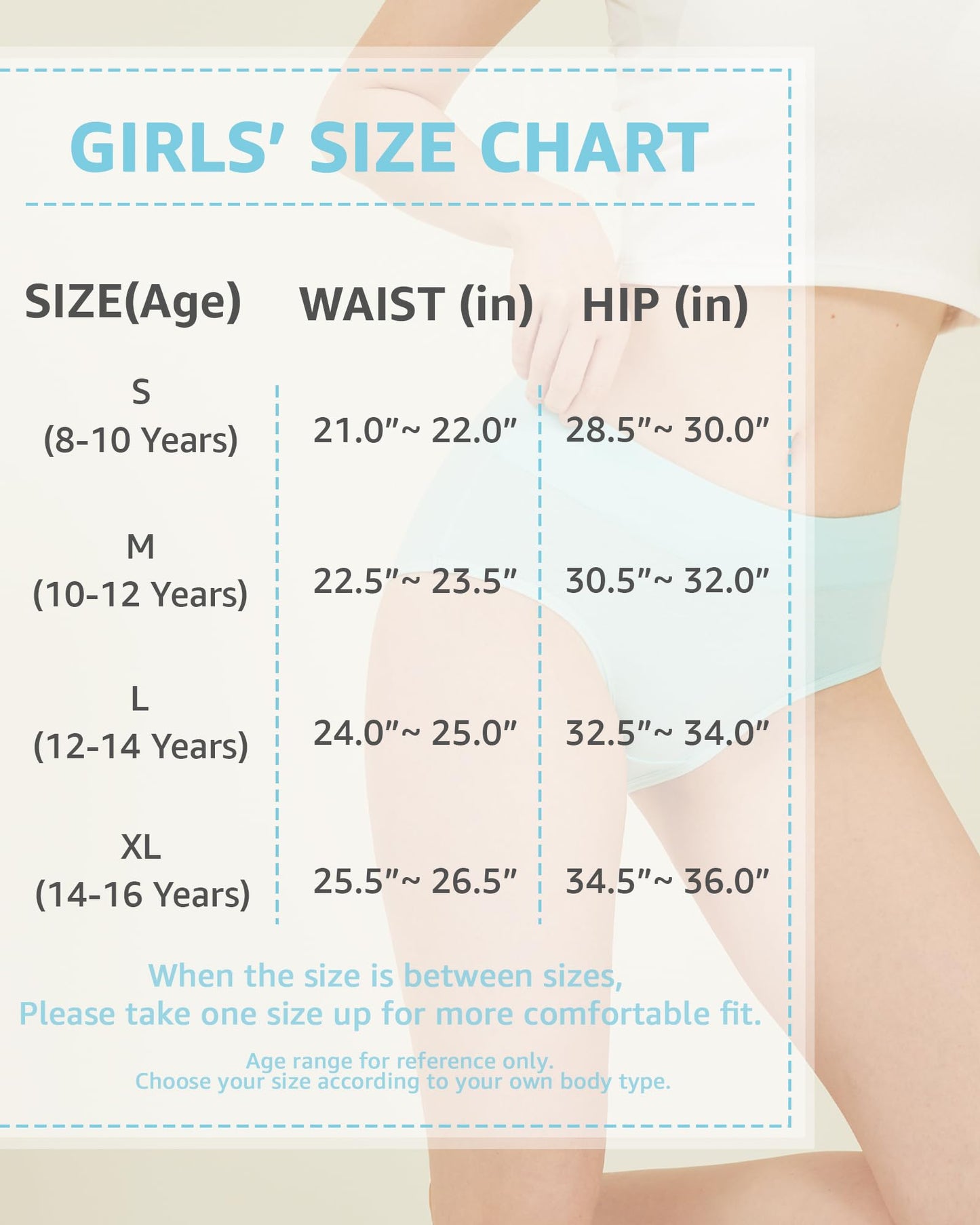 POPKOK Teen Girls Cotton Underwear Mid Waist Brief Panties 6 pack