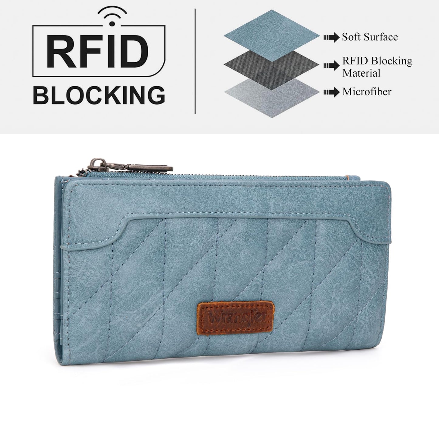 Wrangler Cow Print Wallets Womens Bifold Credit Card Wallet Women's Wallets, Card Cases & Money Organizers Brown Wallet for Women Ladies Female Cash Wallett with Smooth Zipper