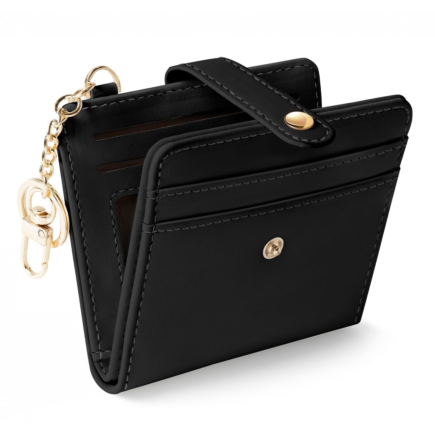 Black Cat Floral Rfid Women Wallet, Small Slim Thin Credit Card Wallet, PU Leather Bifold Cash Zipper Coin Pocket ID Window for Female Ladies Teen Girls Girly