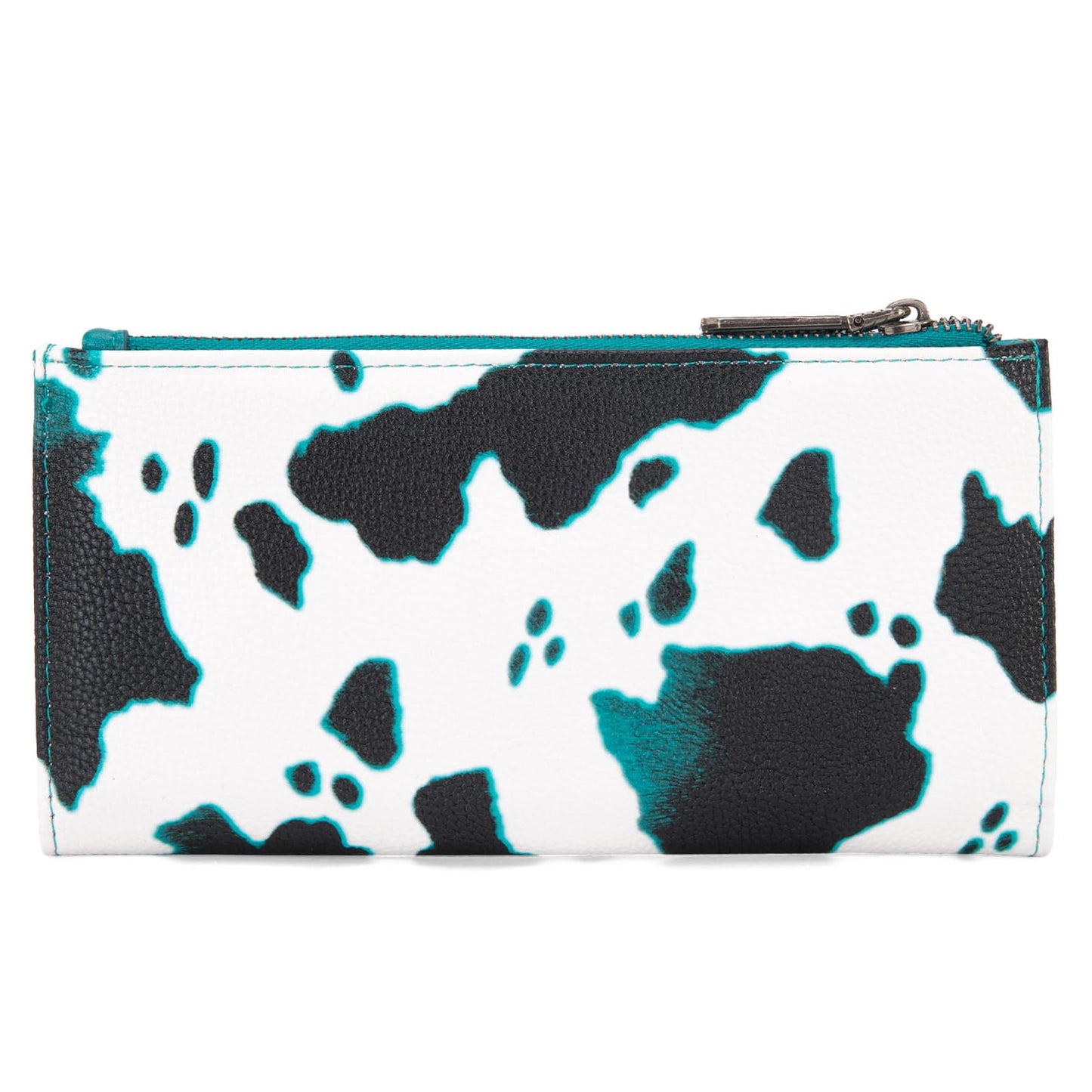 Wrangler Cow Print Wallets Womens Bifold Credit Card Wallet Women's Wallets, Card Cases & Money Organizers Brown Wallet for Women Ladies Female Cash Wallett with Smooth Zipper