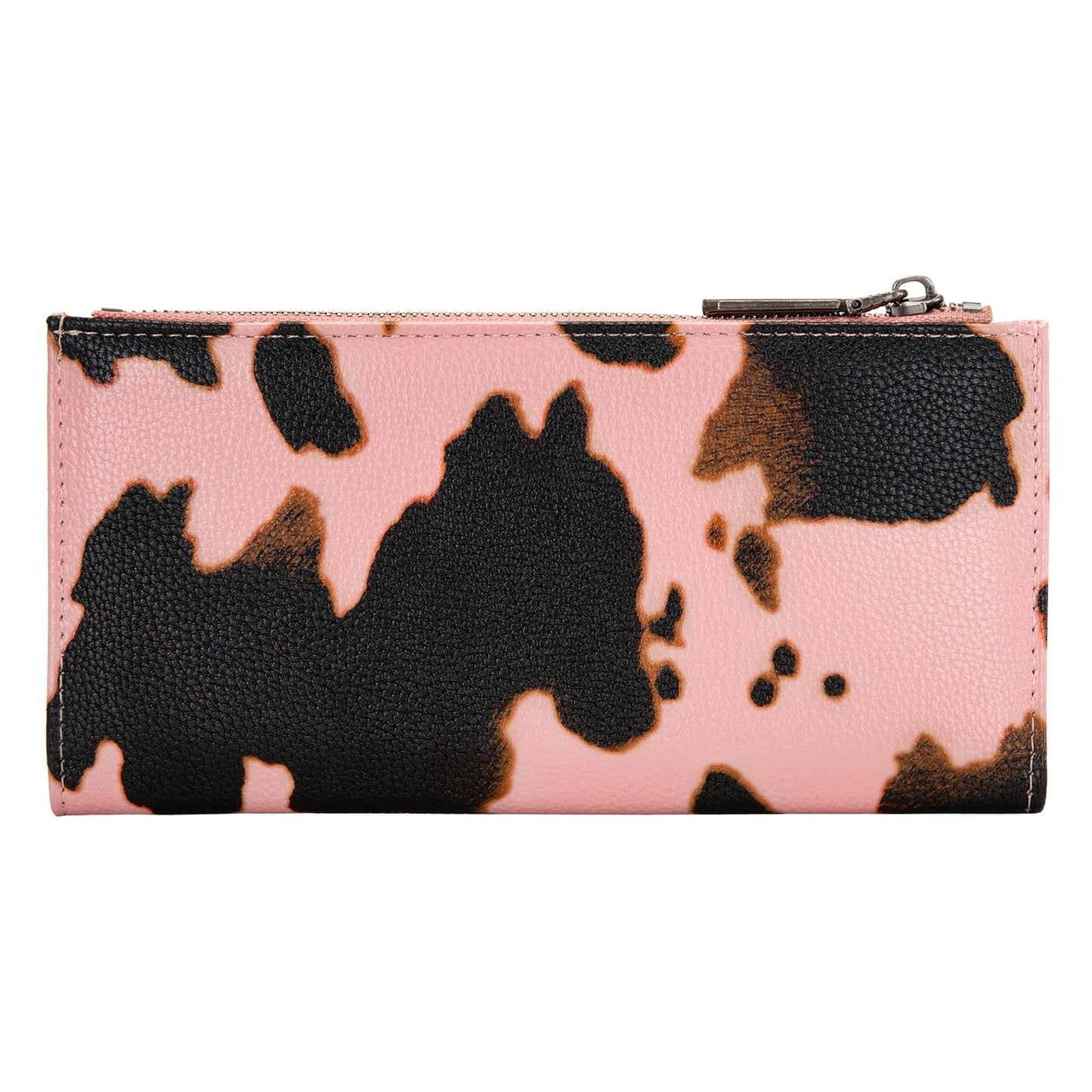 Wrangler Cow Print Wallets Womens Bifold Credit Card Wallet Women's Wallets, Card Cases & Money Organizers Brown Wallet for Women Ladies Female Cash Wallett with Smooth Zipper