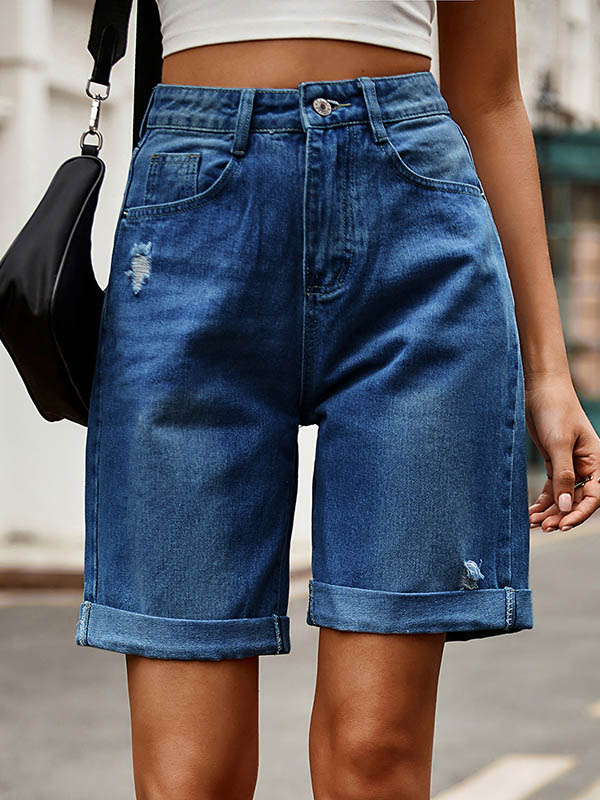 Chic High-Waisted Loose Jean Shorts with Buttoned Pockets GRAY / S GRAY / M GRAY / L GRAY / S-GRAY / M-GRAY / L-GRAY / XL-GRAY / 2XL-DEEP BLUE / S-DEEP BLUE / M-DEEP BLUE / L-DEEP BLUE / XL-DEEP BLUE / 2XL-LIGHT BLUE / S-LIGHT BLUE / M-LIGHT BLUE / L-LIGHT BLUE / XL-LIGHT BLUE / 2XL-