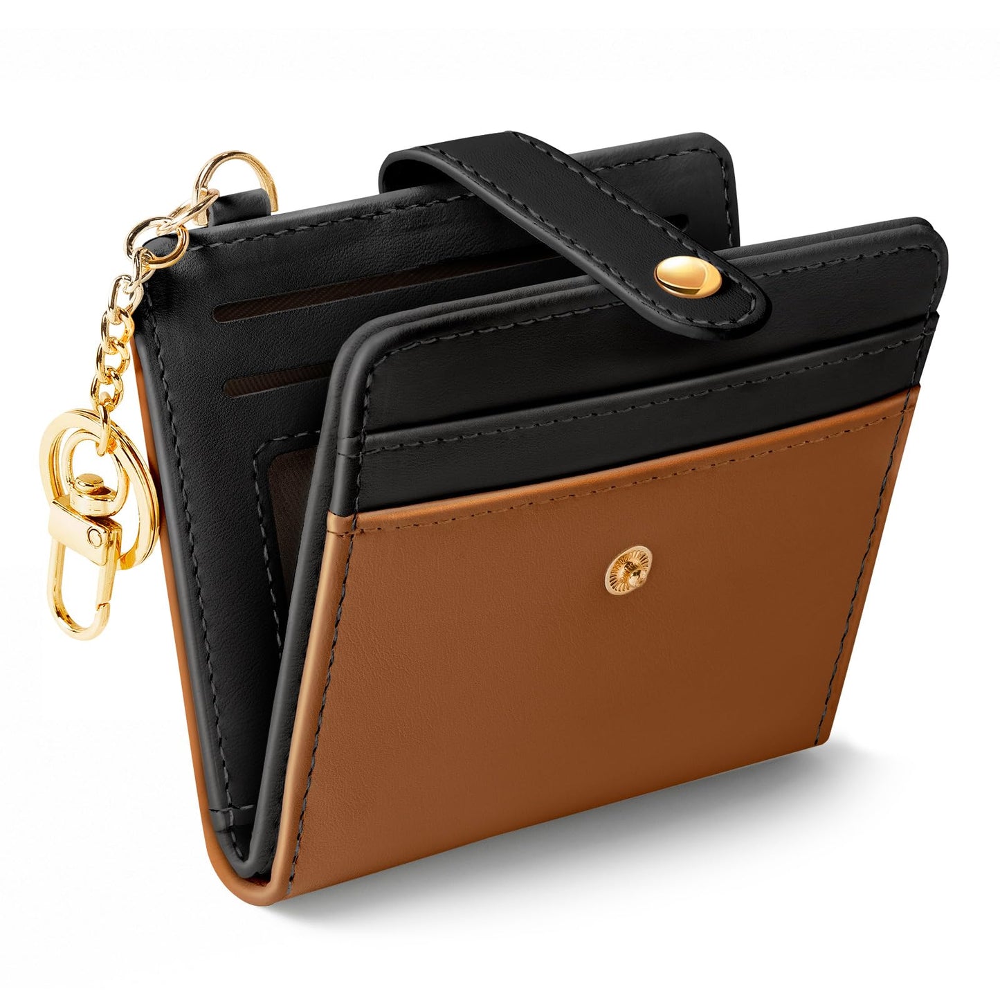 Black Cat Floral Rfid Women Wallet, Small Slim Thin Credit Card Wallet, PU Leather Bifold Cash Zipper Coin Pocket ID Window for Female Ladies Teen Girls Girly