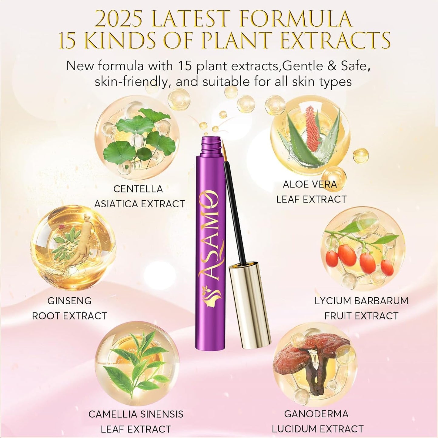 Eyelash Growth Serum - Natural Lash Enhancer with 15 Botanical Extracts - Advanced Lash Formula for Longer, Thicker, Fuller Looking Lashes - Oil-Free, Hypoallergenic & Gentle - 3ml