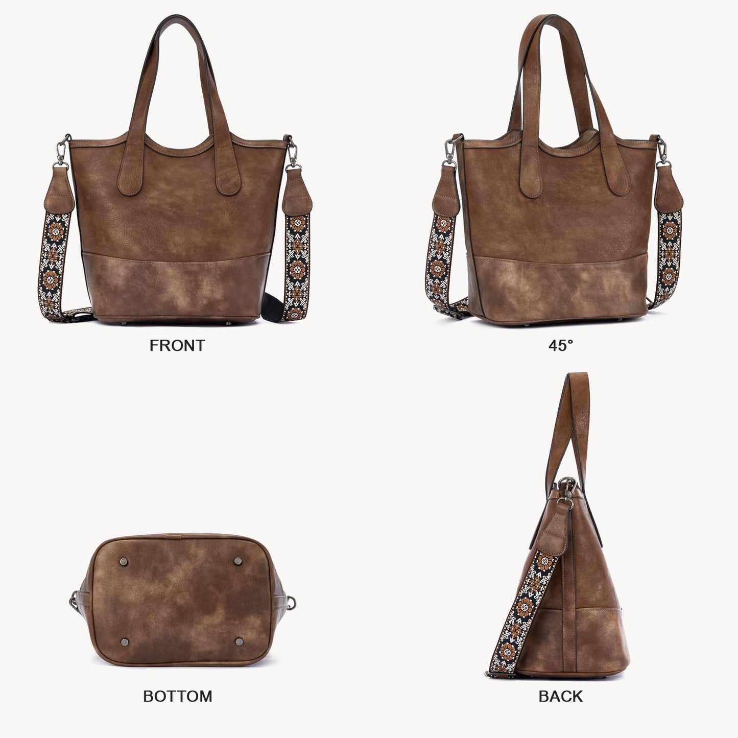 Top Handle Crossbody Bags for Women,Vegan Leather Bucket Purses for Women,Satchel Handbag with 2 Bottle Holder Pocket