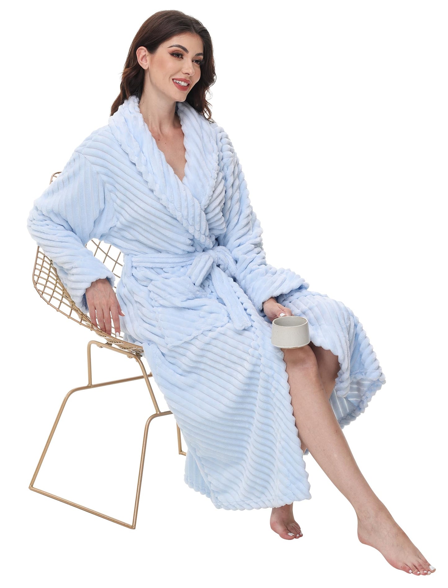 Yurhap Premium Robes for Women - Super Soft Cozy Fleece Womens Robe Plush Long Bathrobe