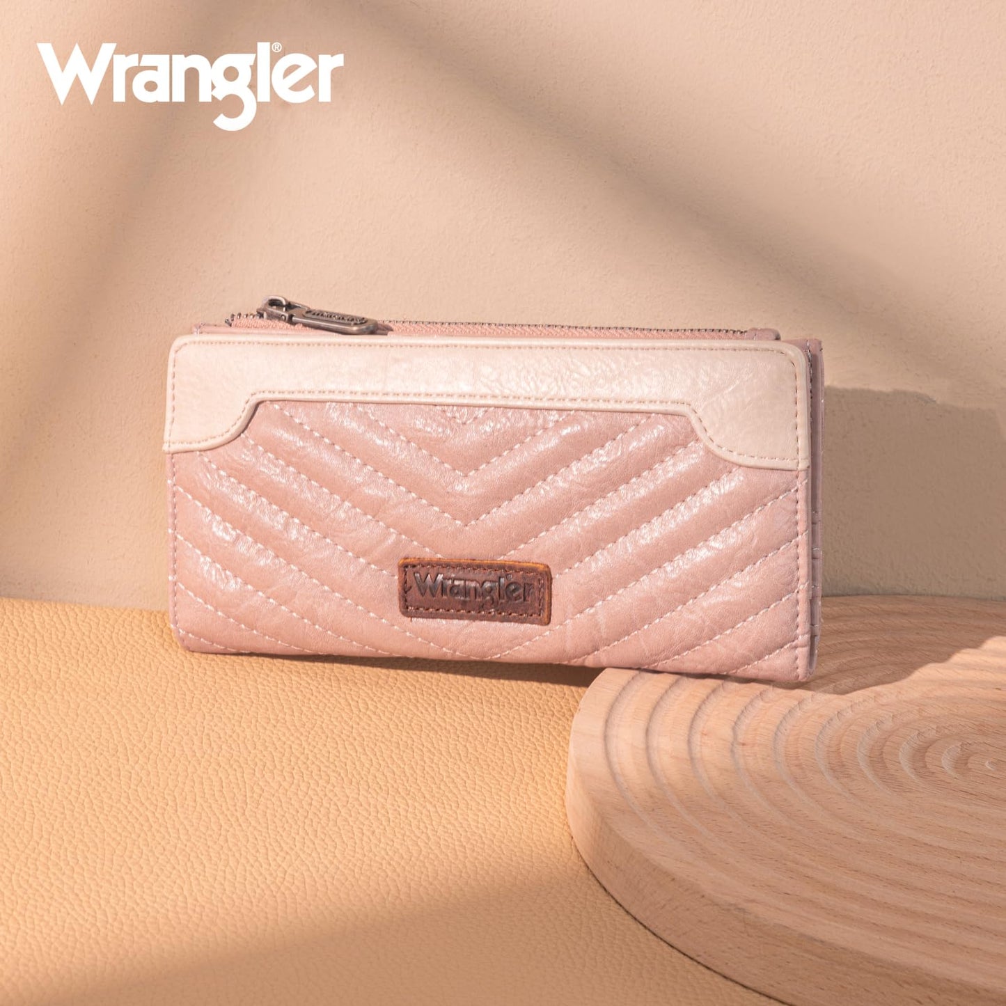 Wrangler Cow Print Wallets Womens Bifold Credit Card Wallet Women's Wallets, Card Cases & Money Organizers Brown Wallet for Women Ladies Female Cash Wallett with Smooth Zipper