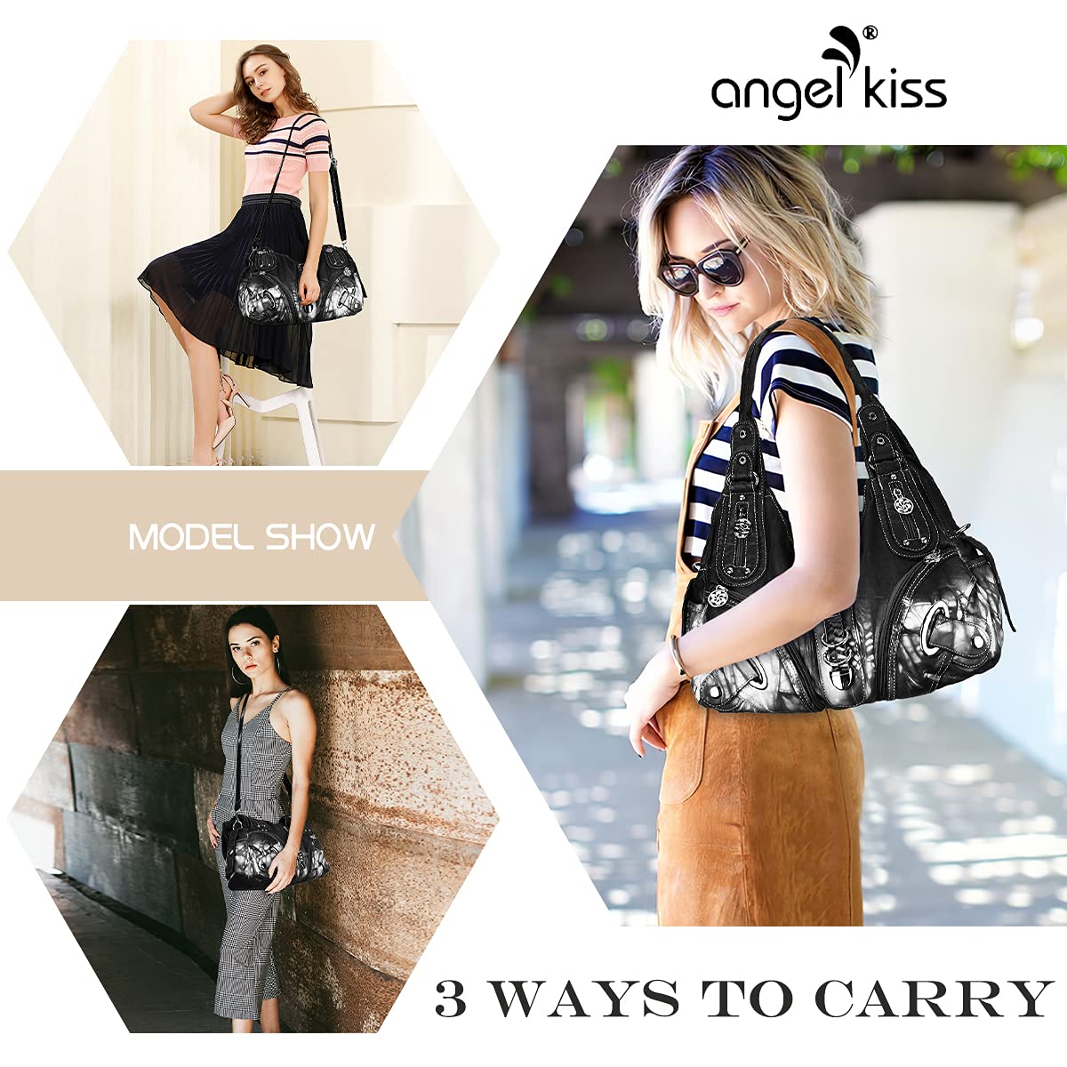 Angelkiss Hobo Purses and handbags for Women Satchel Handbag Women Purses Large Daily Shoulder Bags