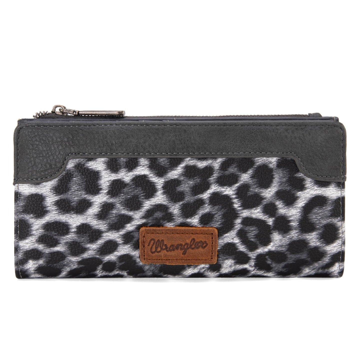 Wrangler Cow Print Wallets Womens Bifold Credit Card Wallet Women's Wallets, Card Cases & Money Organizers Brown Wallet for Women Ladies Female Cash Wallett with Smooth Zipper