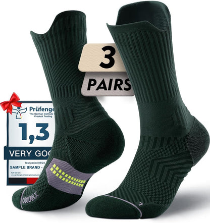 Womens Coolmax Bamboo Viscose Compression Running Crew Socks, Moisture-Wicking Anti-Blister Hiking&Gym Athletic