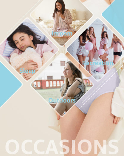 POPKOK Teen Girls Cotton Underwear Mid Waist Brief Panties 6 pack