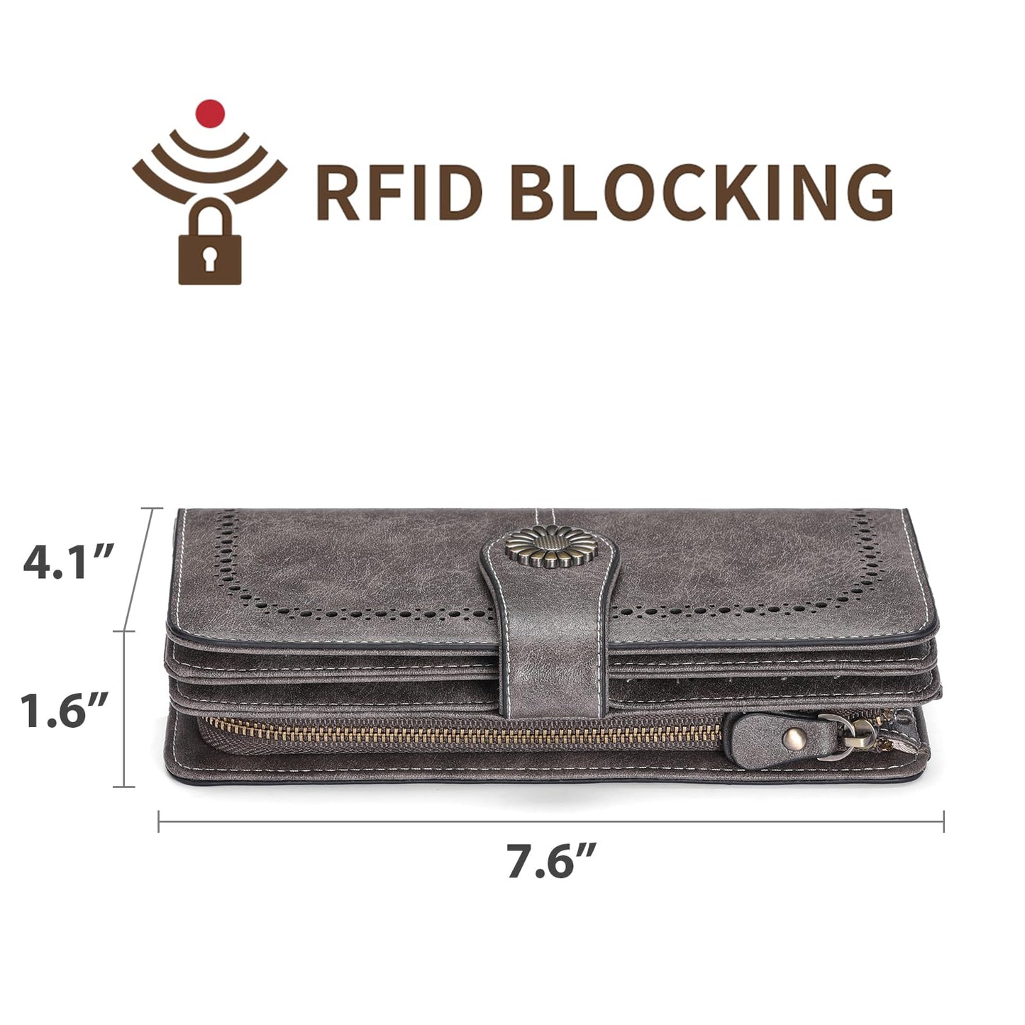 SENDEFN Wallets for Women Leather Credit Card Holder with RFID Blocking Large Capacity Wristlet