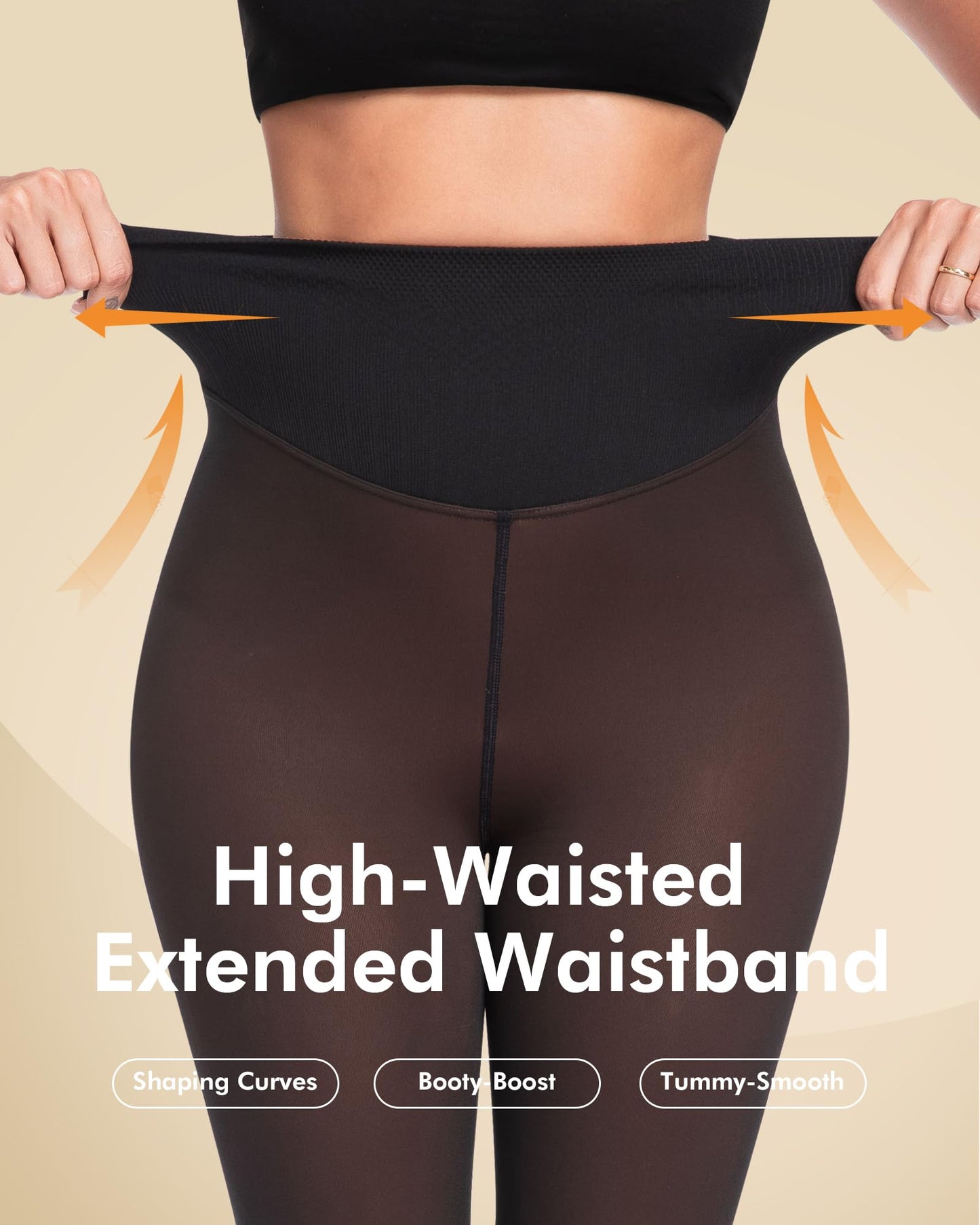 CHRLEISURE Women's Fleece Lined Tights - Fake Sheer Warm Pantyhose Thick Winter Leggings