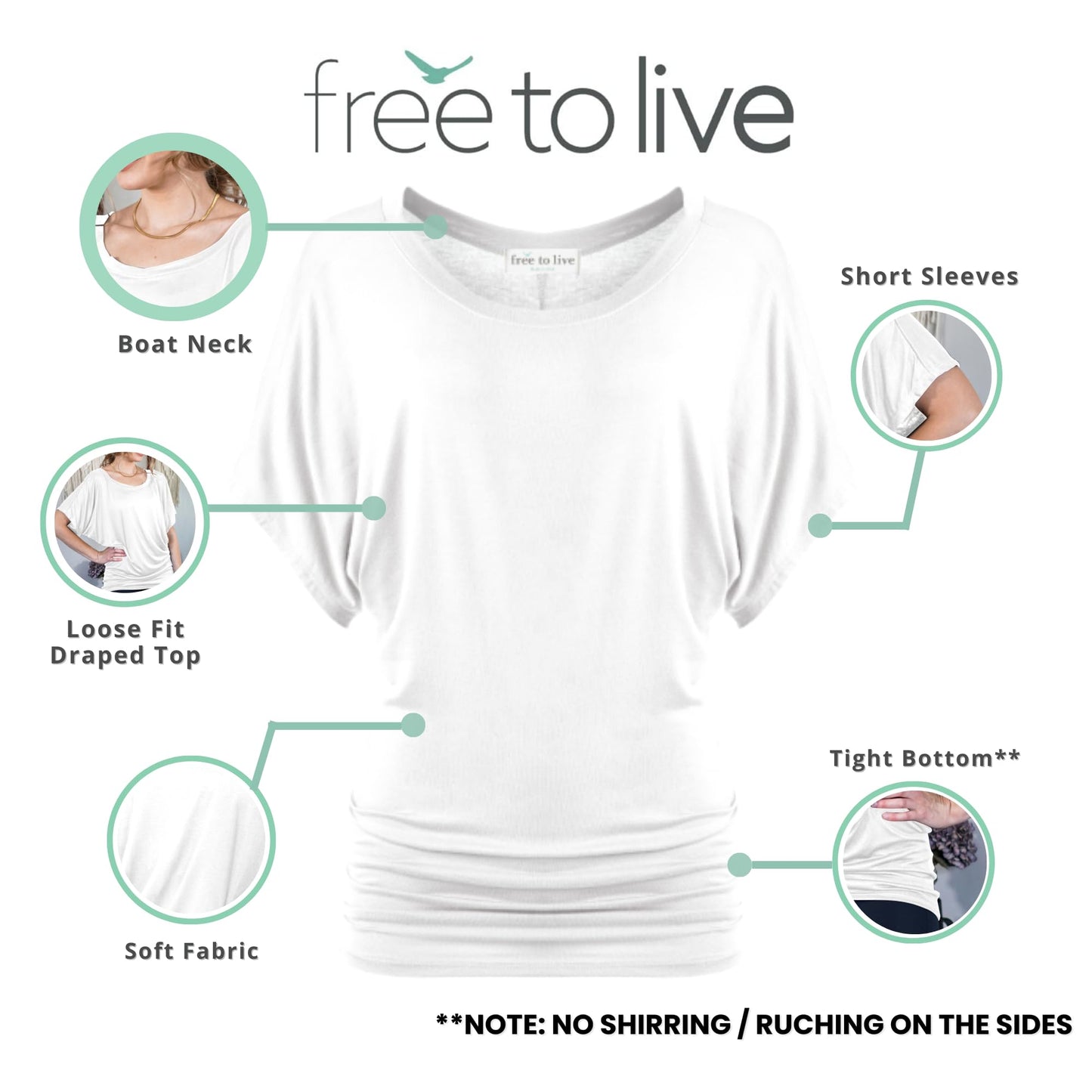 Free to Live 3 Pack Dolman Sleeve Tunic Dressy Business Casual Tops for Women Short Sleeve Shirts Work Outfits Travel Clothes
