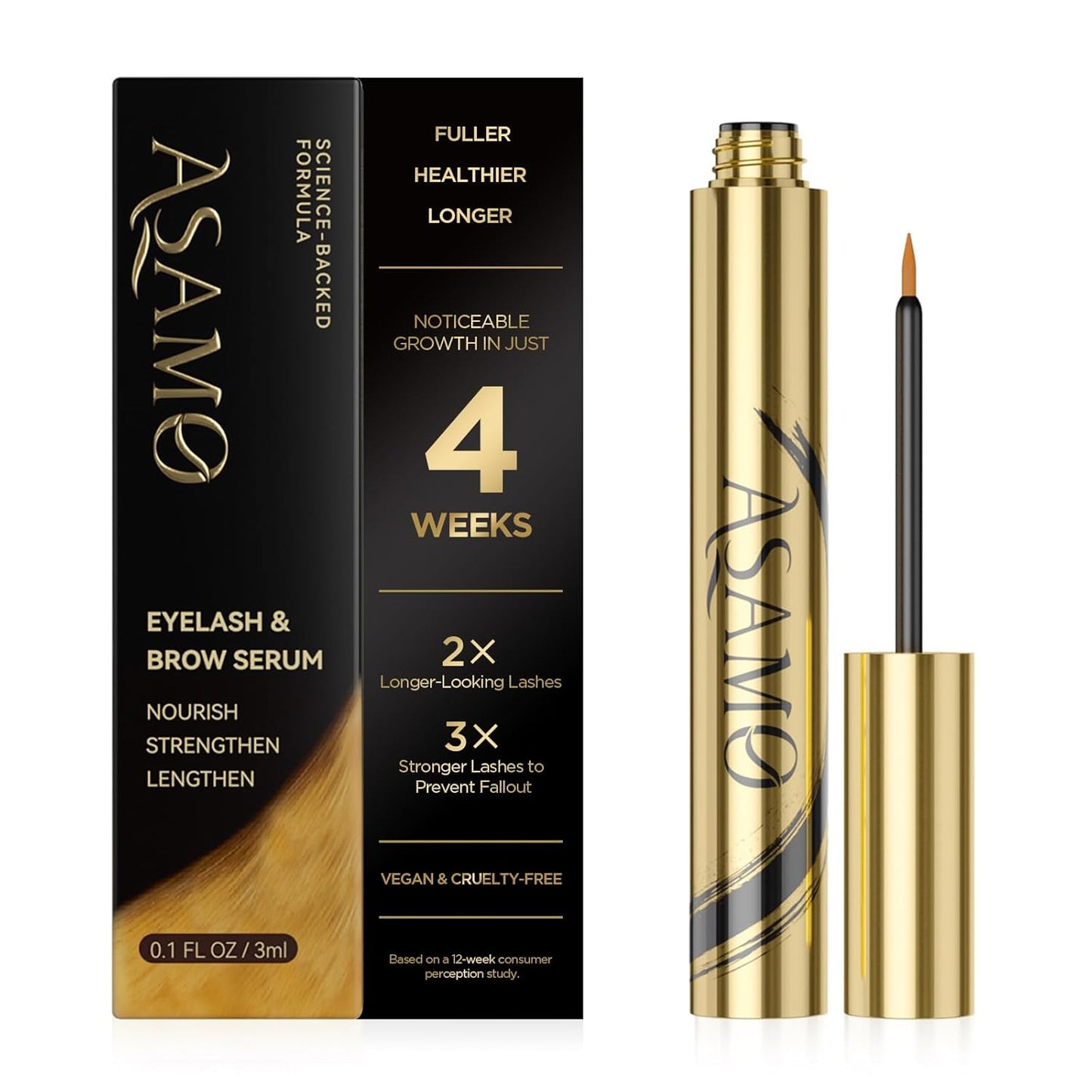 Eyelash Growth Serum - Natural Lash Enhancer with 15 Botanical Extracts - Advanced Lash Formula for Longer, Thicker, Fuller Looking Lashes - Oil-Free, Hypoallergenic & Gentle - 3ml