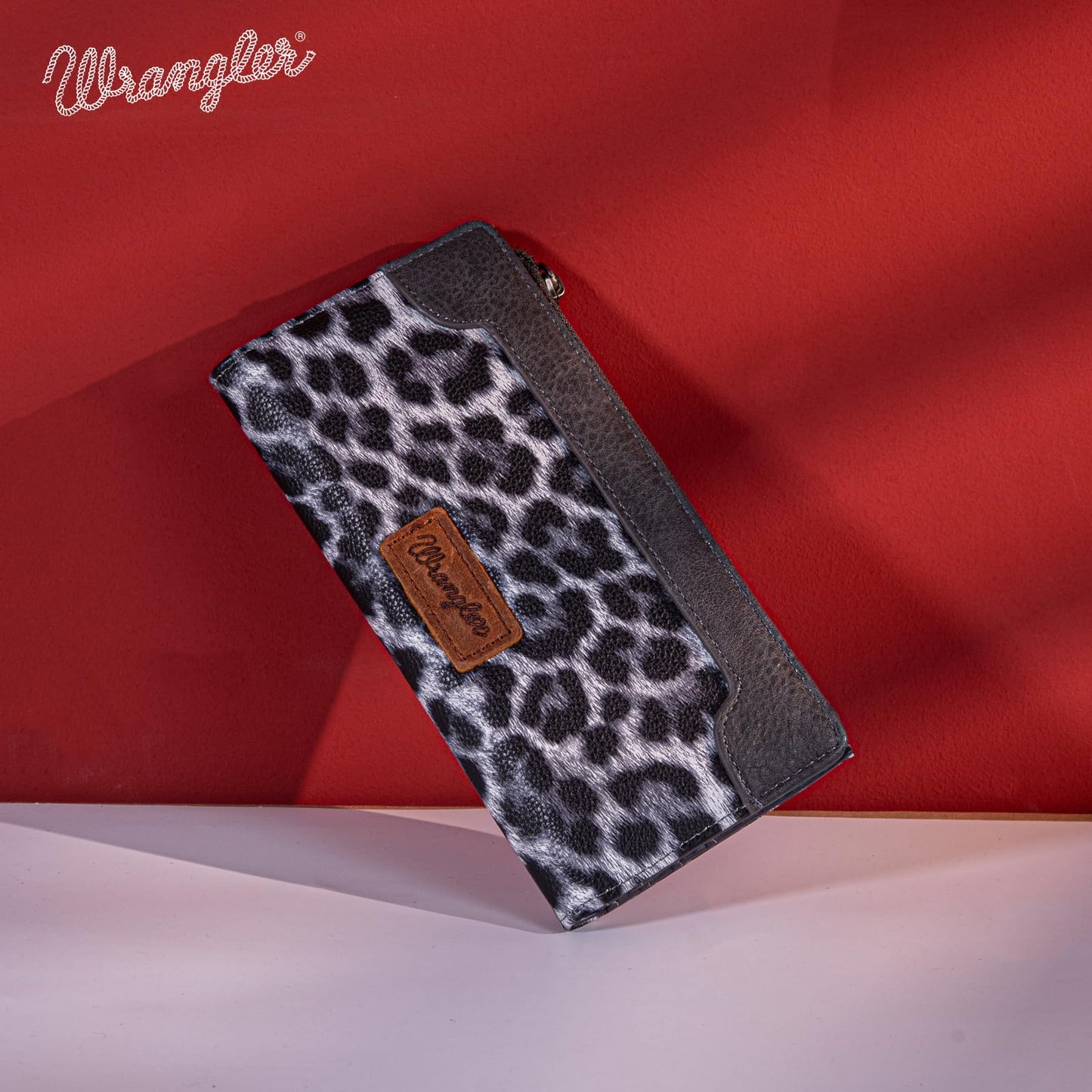 Wrangler Cow Print Wallets Womens Bifold Credit Card Wallet Women's Wallets, Card Cases & Money Organizers Brown Wallet for Women Ladies Female Cash Wallett with Smooth Zipper