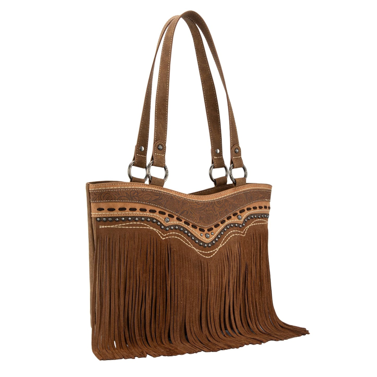 Montana West Western Tote Bag for Women Tooled Fringe Purse and Handbag with Wallet
