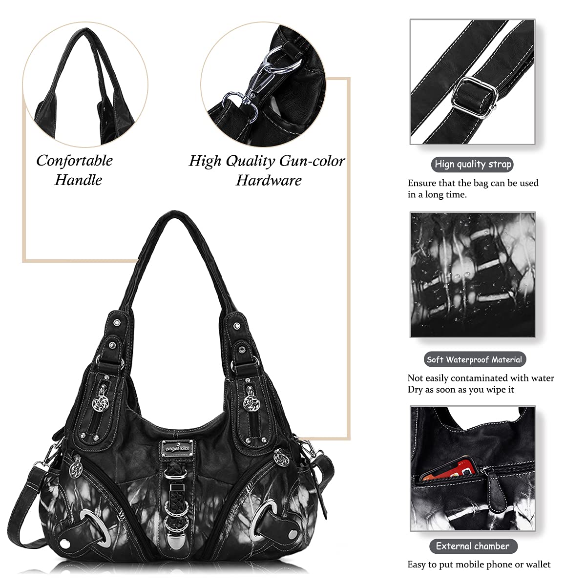 Angelkiss Hobo Purses and handbags for Women Satchel Handbag Women Purses Large Daily Shoulder Bags