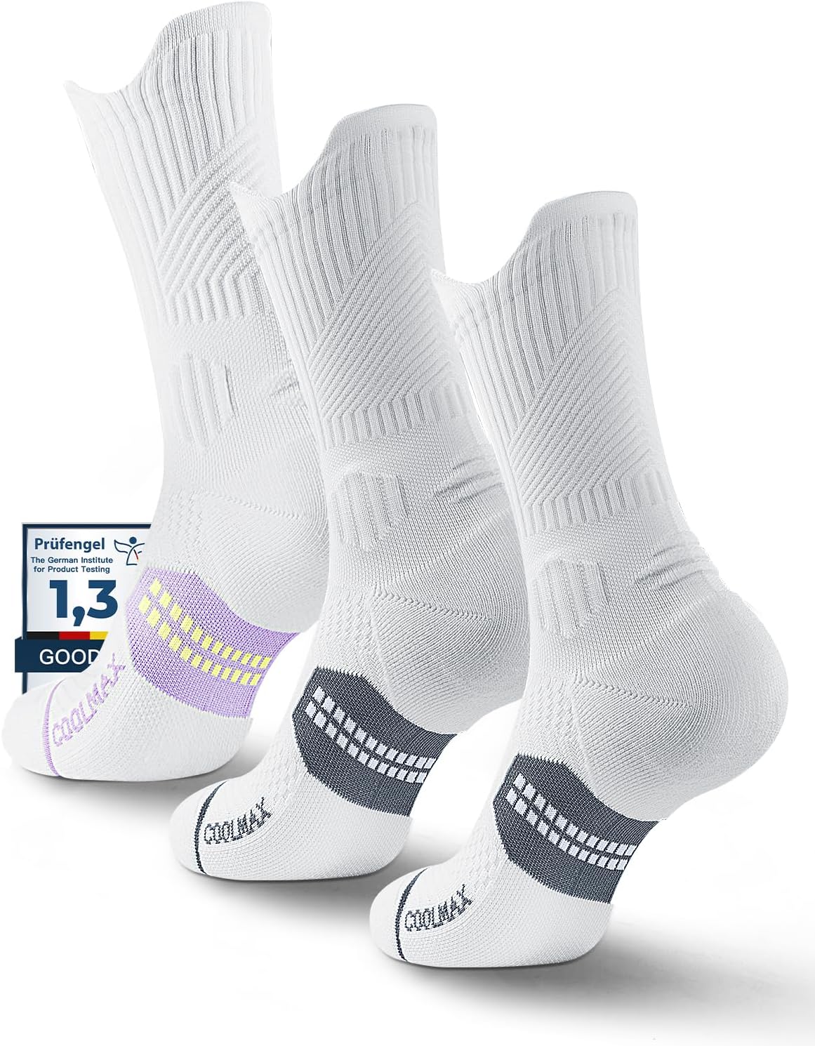 Womens Coolmax Bamboo Viscose Compression Running Crew Socks, Moisture-Wicking Anti-Blister Hiking&Gym Athletic