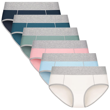 POPKOK Teen Girls Cotton Underwear Mid Waist Brief Panties 6 pack