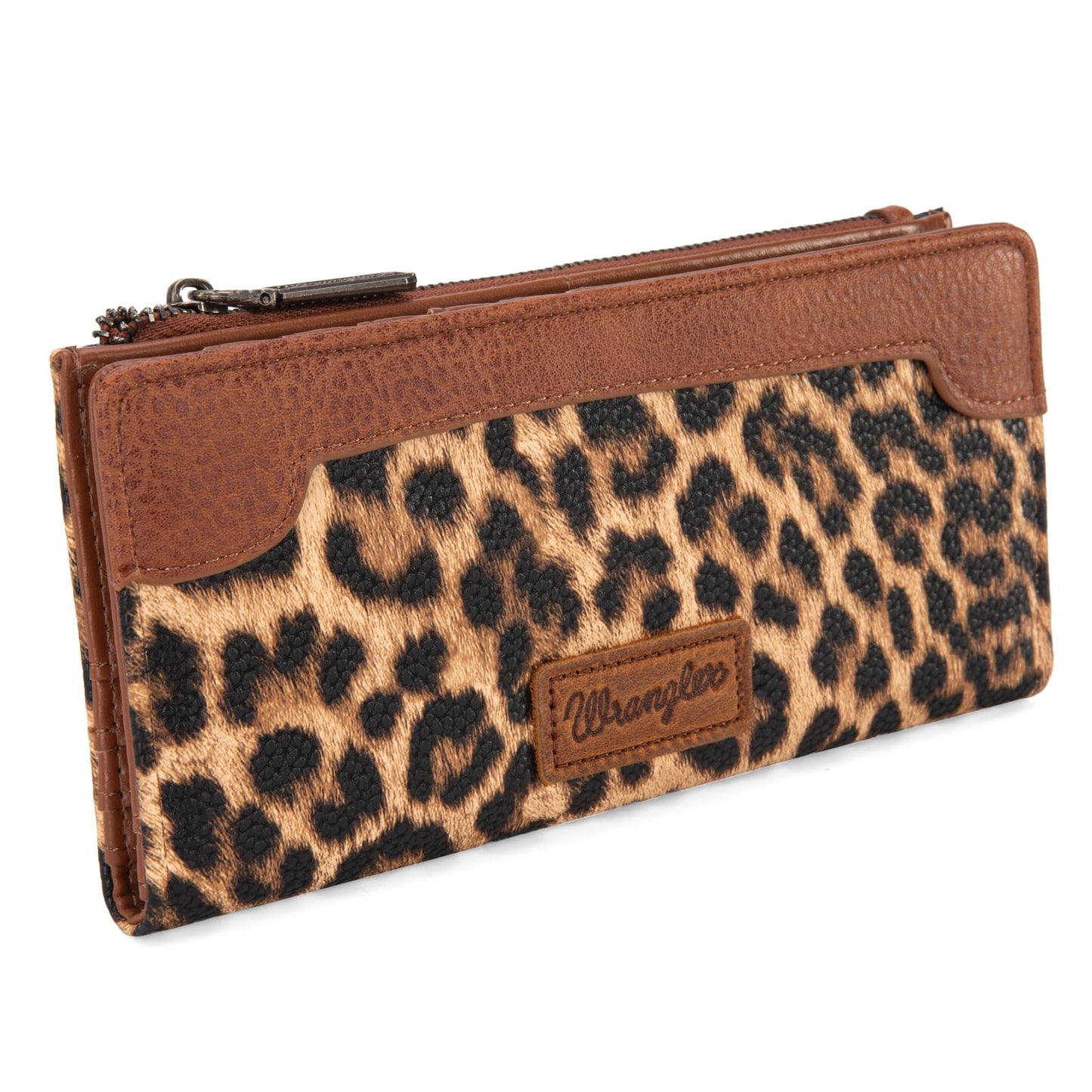 Wrangler Cow Print Wallets Womens Bifold Credit Card Wallet Women's Wallets, Card Cases & Money Organizers Brown Wallet for Women Ladies Female Cash Wallett with Smooth Zipper
