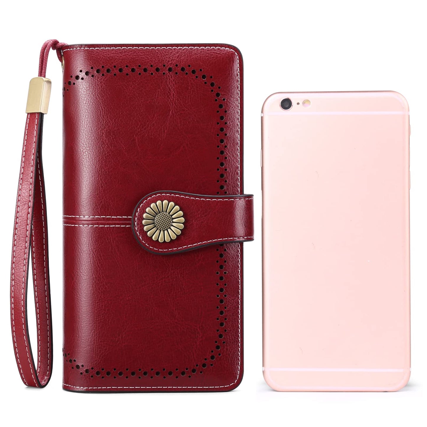 SENDEFN Wallets for Women Leather Credit Card Holder with RFID Blocking Large Capacity Wristlet