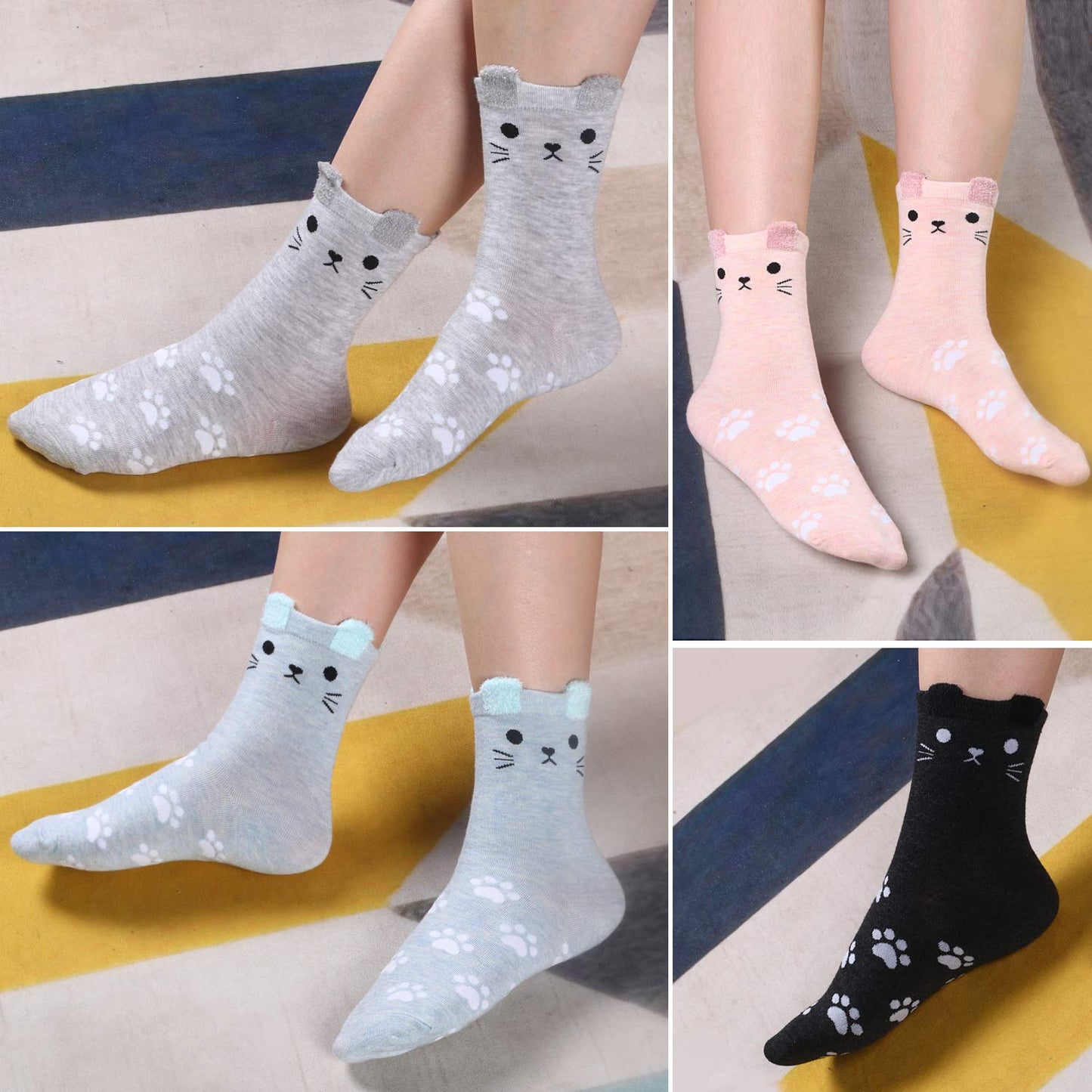 Jeasona Women's Cat Socks Cat Gifts Cute Animal Socks Dog Owl Gifts for Women