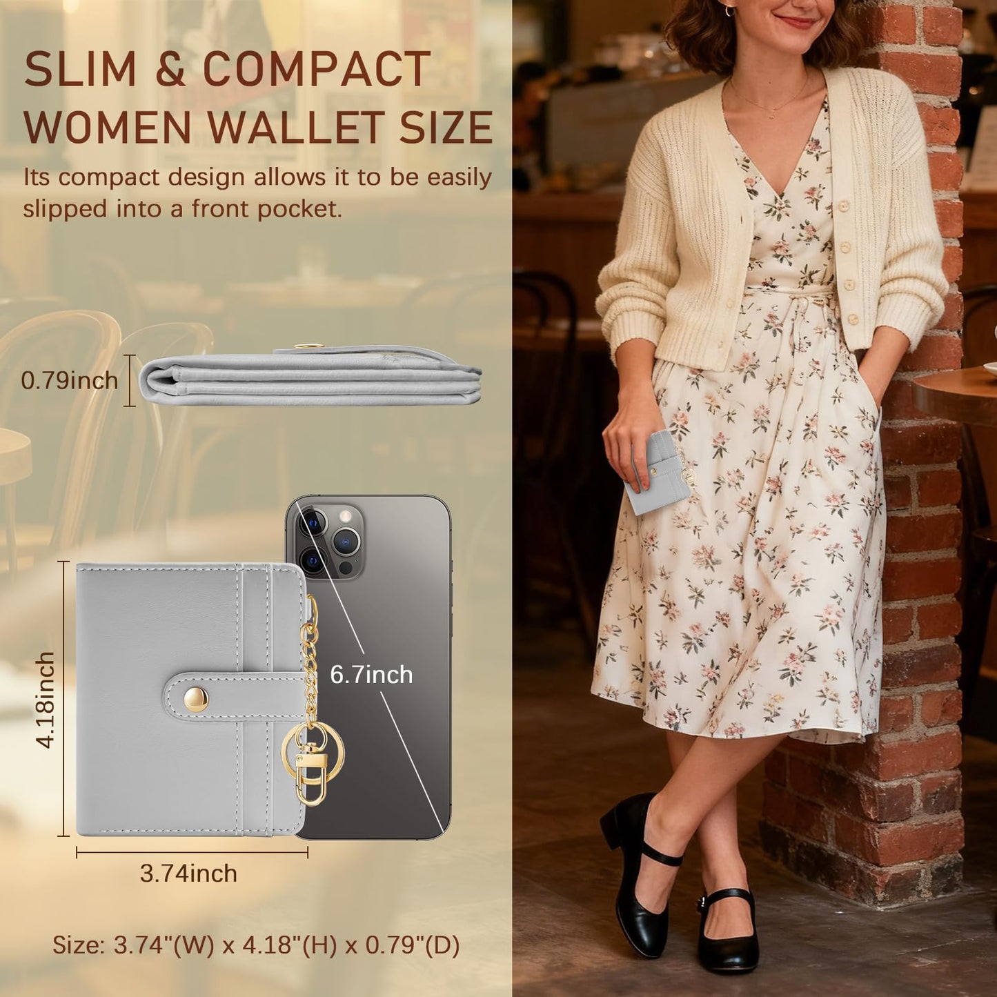 Black Cat Floral Rfid Women Wallet, Small Slim Thin Credit Card Wallet, PU Leather Bifold Cash Zipper Coin Pocket ID Window for Female Ladies Teen Girls Girly