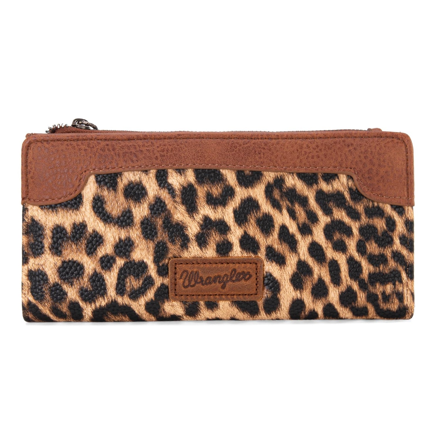 Wrangler Cow Print Wallets Womens Bifold Credit Card Wallet Women's Wallets, Card Cases & Money Organizers Brown Wallet for Women Ladies Female Cash Wallett with Smooth Zipper