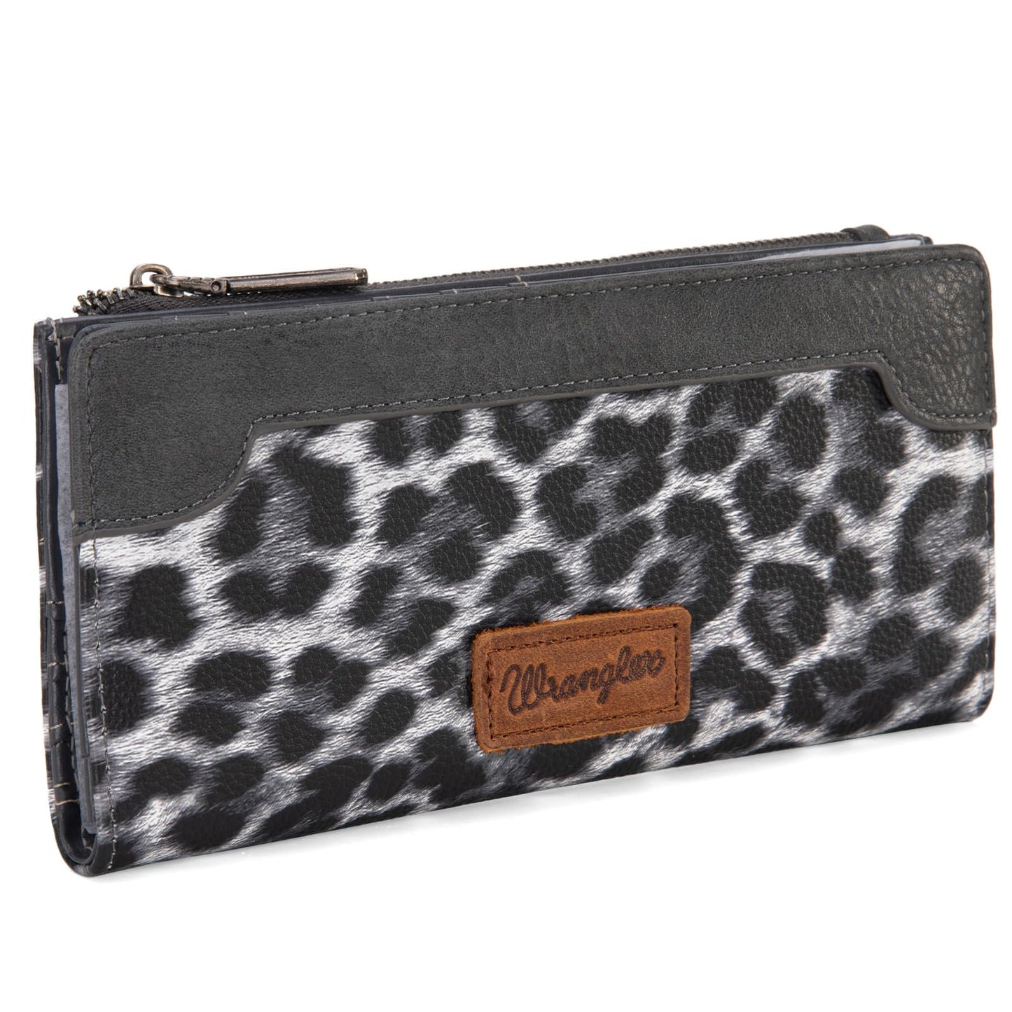 Wrangler Cow Print Wallets Womens Bifold Credit Card Wallet Women's Wallets, Card Cases & Money Organizers Brown Wallet for Women Ladies Female Cash Wallett with Smooth Zipper