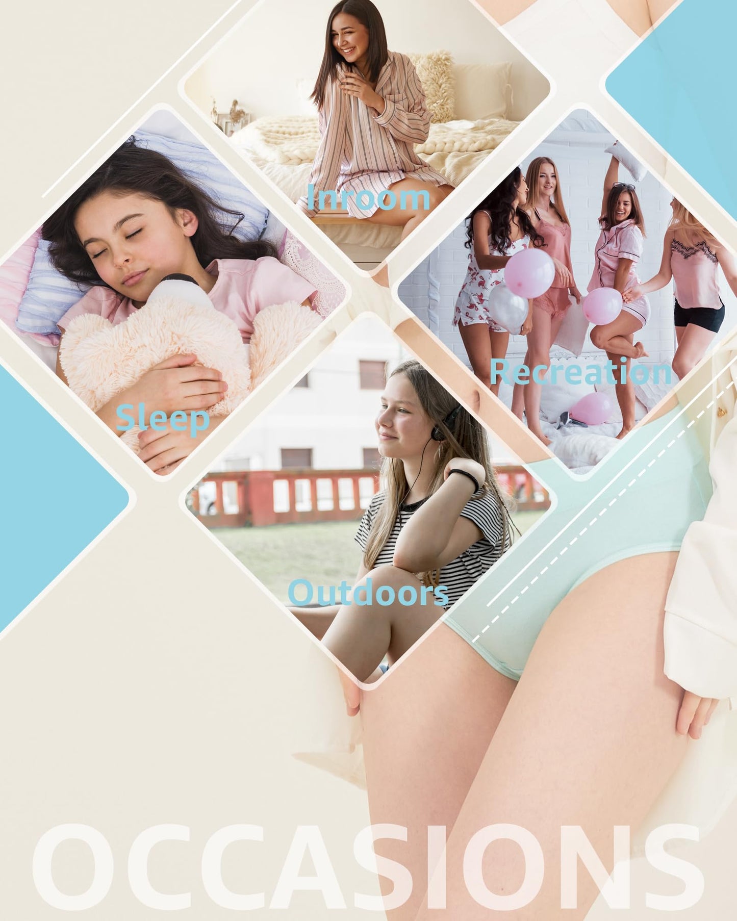 POPKOK Teen Girls Cotton Underwear Mid Waist Brief Panties 6 pack