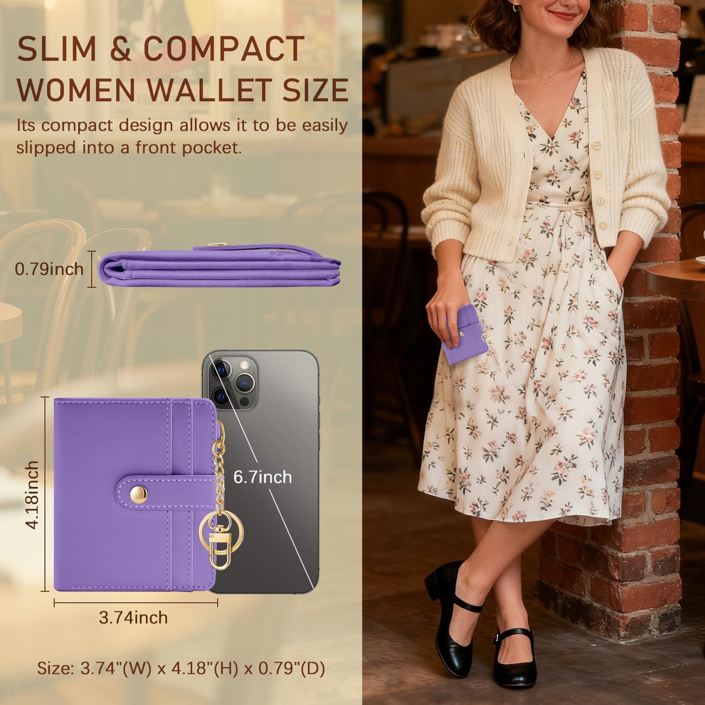 Black Cat Floral Rfid Women Wallet, Small Slim Thin Credit Card Wallet, PU Leather Bifold Cash Zipper Coin Pocket ID Window for Female Ladies Teen Girls Girly