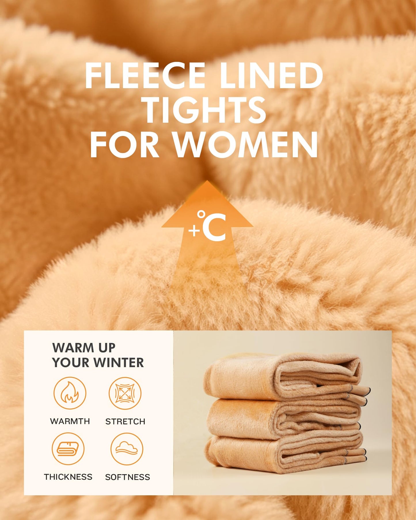 CHRLEISURE Women's Fleece Lined Tights - Fake Sheer Warm Pantyhose Thick Winter Leggings